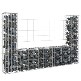 U-shaped gabion basket 2 iron posts 140x20x100 cm by vidaXL, fence panels - Ref: Foro24-151275, Price: 67,38 €, Discount: %