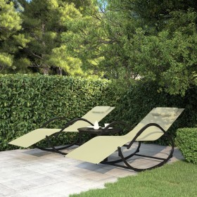 Rocking loungers 2 units steel and cream textilene by vidaXL, Loungers - Ref: Foro24-318134, Price: 139,99 €, Discount: %