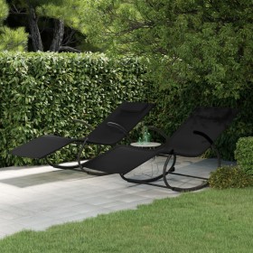 Rocking lounger 2 units in steel and black textilene by vidaXL, Loungers - Ref: Foro24-318128, Price: 125,28 €, Discount: %