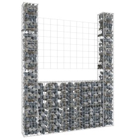 U-shaped gabion basket 2 iron posts 140x20x200 cm by vidaXL, fence panels - Ref: Foro24-151289, Price: 81,99 €, Discount: %