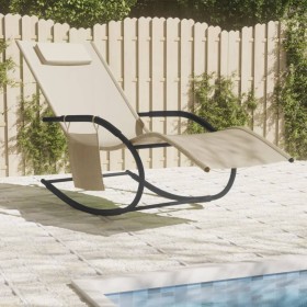 Steel and cream textilene rocking lounger by vidaXL, Loungers - Ref: Foro24-318122, Price: 77,99 €, Discount: %