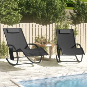 Rocking lounger 2 units in steel and black textilene by vidaXL, Loungers - Ref: Foro24-318136, Price: 141,99 €, Discount: %