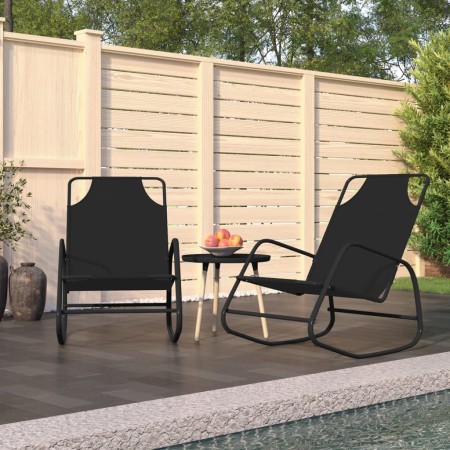 Rocking lounger 2 units in steel and black textilene by vidaXL, Loungers - Ref: Foro24-318140, Price: 79,93 €, Discount: %