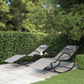 Rocking lounge chairs 2 units steel and gray textilene by vidaXL, Loungers - Ref: Foro24-318133, Price: 147,99 €, Discount: %