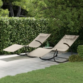 Rocking lounger 2 units in steel and cream textilene by vidaXL, Loungers - Ref: Foro24-318130, Price: 153,20 €, Discount: %