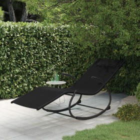 Steel and black textilene rocking lounger by vidaXL, Loungers - Ref: Foro24-318112, Price: 68,99 €, Discount: %