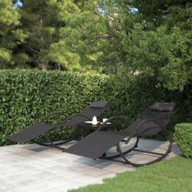 Rocking loungers 2 pcs black steel and textilene by vidaXL, Loungers - Ref: Foro24-318132, Price: 121,99 €, Discount: %