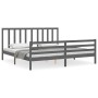 Gray solid wood bed frame with headboard 200x200 cm by vidaXL, Beds and slatted bases - Ref: Foro24-3193813, Price: 166,25 €,...