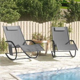 Rocking lounger 2 units in steel and gray textilene by vidaXL, Loungers - Ref: Foro24-318137, Price: 141,00 €, Discount: %