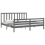 Gray solid wood bed frame with headboard 200x200 cm by vidaXL, Beds and slatted bases - Ref: Foro24-3193813, Price: 166,25 €,...