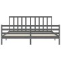 Gray solid wood bed frame with headboard 200x200 cm by vidaXL, Beds and slatted bases - Ref: Foro24-3193813, Price: 166,25 €,...