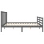 Gray solid wood bed frame with headboard 200x200 cm by vidaXL, Beds and slatted bases - Ref: Foro24-3193813, Price: 166,25 €,...