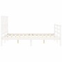 White solid wood bed frame with headboard 120x200 cm by vidaXL, Beds and slatted bases - Ref: Foro24-3194372, Price: 135,74 €...