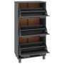 HAMAR shoe rack solid dark gray pine wood 59.5x35x117 cm by vidaXL, Shoe racks and shoe organizers - Ref: Foro24-340514, Pric...