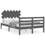 Gray solid wood bed frame with headboard 120x200 cm by vidaXL, Beds and slatted bases - Ref: Foro24-3195283, Price: 139,55 €,...