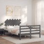 Gray solid wood bed frame with headboard 120x200 cm by vidaXL, Beds and slatted bases - Ref: Foro24-3195283, Price: 139,55 €,...