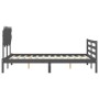 Gray solid wood bed frame with headboard 120x200 cm by vidaXL, Beds and slatted bases - Ref: Foro24-3195283, Price: 139,55 €,...