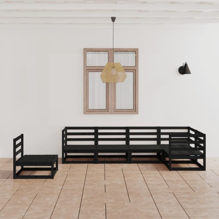 Garden furniture set 6 pieces black solid pine wood by vidaXL, Garden sets - Ref: Foro24-3075588, Price: 393,01 €, Discount: %