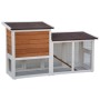 @Pet White and brown Villa rabbit hutch 147x50x80 cm by @Pet, Cages and habitats for small animals - Ref: Foro24-441156, Pric...