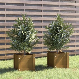 Planters 2 pcs solid brown pine wood 31x31x31 cm by vidaXL, Pots and planters - Ref: Foro24-810529, Price: 36,99 €, Discount: %