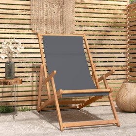 Klappbarer Strandstuhl aus grauem Teak-Massivholz von vidaXL, Gartenstühle - Ref: Foro24-317698, Preis: 58,99 €, Rabatt: %