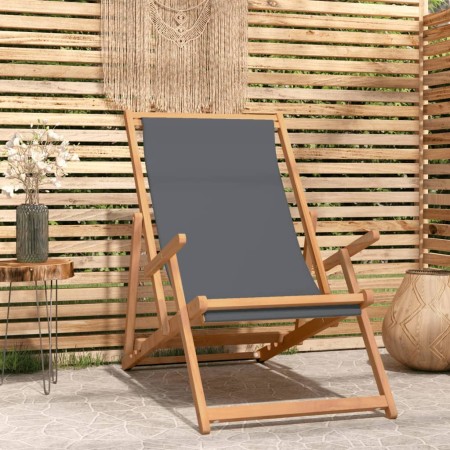 Gray Teak Solid Wood Folding Beach Chair by vidaXL, Garden chairs - Ref: Foro24-317698, Price: 67,03 €, Discount: %