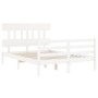 White solid wood bed frame with headboard 140x190 cm by vidaXL, Beds and slatted bases - Ref: Foro24-3195137, Price: 129,82 €...