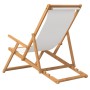 Silla de playa plegable de madera maciza de teca crema de vidaXL, Sillas de jardín - Ref: Foro24-317696, Precio: 70,88 €, Des...