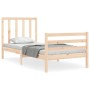 Bed frame with solid wood headboard 90x200 cm by vidaXL, Beds and slatted bases - Ref: Foro24-3193776, Price: 98,36 €, Discou...