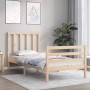 Bed frame with solid wood headboard 90x200 cm by vidaXL, Beds and slatted bases - Ref: Foro24-3193776, Price: 98,36 €, Discou...