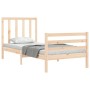 Bed frame with solid wood headboard 90x200 cm by vidaXL, Beds and slatted bases - Ref: Foro24-3193776, Price: 98,36 €, Discou...