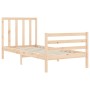 Bed frame with solid wood headboard 90x200 cm by vidaXL, Beds and slatted bases - Ref: Foro24-3193776, Price: 98,36 €, Discou...