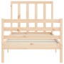 Bed frame with solid wood headboard 90x200 cm by vidaXL, Beds and slatted bases - Ref: Foro24-3193776, Price: 98,36 €, Discou...