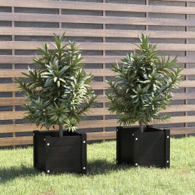 2 black solid pine wood planters 31x31x31 cm by vidaXL, Pots and planters - Ref: Foro24-810531, Price: 38,99 €, Discount: %