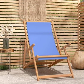 Silla de playa plegable de madera maciza de teca azul de vidaXL, Sillas de jardín - Ref: Foro24-317697, Precio: 67,25 €, Desc...