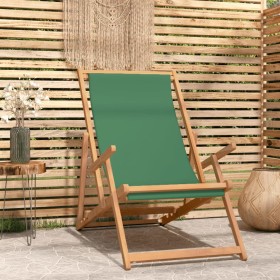 Grüner, klappbarer Strandstuhl aus massivem Teakholz von vidaXL, Gartenstühle - Ref: Foro24-317699, Preis: 55,99 €, Rabatt: %