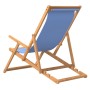 Folding solid teak wood beach chair in blue by vidaXL, Garden chairs - Ref: Foro24-317697, Price: 67,25 €, Discount: %