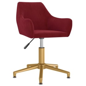 Silla de oficina giratoria de terciopelo color rojo tinto de vidaXL, Sillas de oficina - Ref: Foro24-3092638, Precio: 99,99 €...