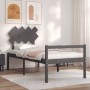 Estructura de cama con cabecero madera maciza gris 90x200 cm de vidaXL, Camas y somieres - Ref: Foro24-3195533, Precio: 105,2...