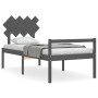 Estructura de cama con cabecero madera maciza gris 90x200 cm de vidaXL, Camas y somieres - Ref: Foro24-3195533, Precio: 105,2...