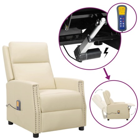 Cream synthetic leather lifting massage chair by vidaXL, Electric massage chairs - Ref: Foro24-3093221, Price: 257,26 €, Disc...