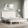 Estructura de cama con cabecero madera maciza blanco 160x200 cm de vidaXL, Camas y somieres - Ref: Foro24-3193672, Precio: 16...