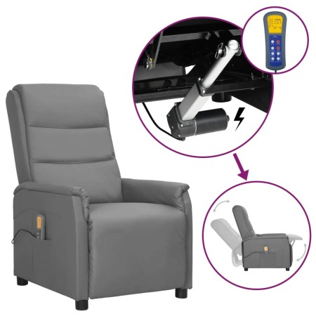 Gray synthetic leather elevating massage chair by vidaXL, Electric massage chairs - Ref: Foro24-3093328, Price: 275,26 €, Dis...