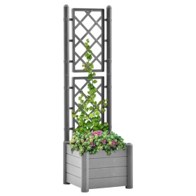 Jardinera con enrejado PP gris piedra 43x43x142 cm de vidaXL, Maceteros y jardineras - Ref: Foro24-317581, Precio: 91,99 €, D...