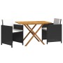 Set de comedor de jardín 3 piezas con cojines negro de vidaXL, Conjuntos de jardín - Ref: Foro24-3094301, Precio: 234,99 €, D...