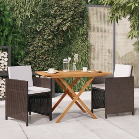 3-piece garden dining set with brown cushions by vidaXL, Garden sets - Ref: Foro24-3094299, Price: 268,99 €, Discount: %