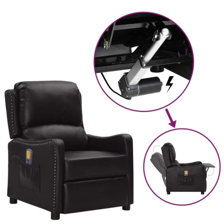 Sillón elevable de masaje de cuero artificial negro brillo de vidaXL, Sillones de masaje eléctricos - Ref: Foro24-3093417, Pr...