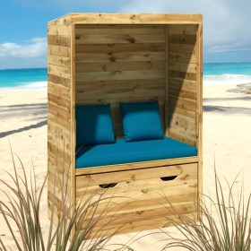 Silla de jardín Strandkorb con cajón pino macizo 112x60x168 cm de vidaXL, Tumbonas - Ref: Foro24-318206, Precio: 207,99 €, De...