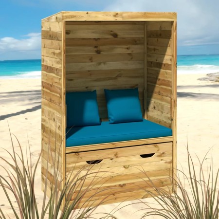 Silla de jardín Strandkorb con cajón pino macizo 112x60x168 cm de vidaXL, Tumbonas - Ref: Foro24-318206, Precio: 207,09 €, De...