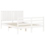 White solid wood bed frame with headboard 140x190 cm by vidaXL, Beds and slatted bases - Ref: Foro24-3194747, Price: 156,73 €...